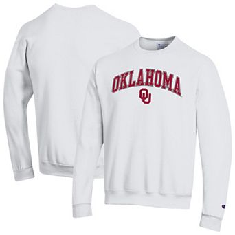 Men's Champion White Oklahoma Sooners Arch Over Logo Pullover Sweatshirt
