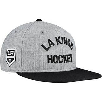 Men's Fanatics Heather Gray/Black Los Angeles Kings Elements Flat Brim Leather Strapback Hat