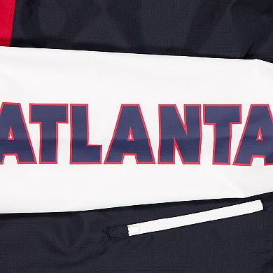 Men's New Era Navy/Red Atlanta Braves Color Block Full-Zip Hoodie Windbreaker