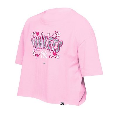 Girls Youth New Era Light Pink New York Yankees Flip Sequin Team T-Shirt