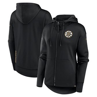Women's Fanatics Black Boston Bruins Authentic Pro Scuba Neck Full-Zip Hoodie