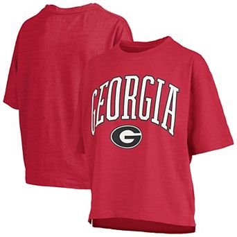 Women's Pressbox Red Georgia Bulldogs Nelson Arch Over Logo Waist Length Oversized Slub T-Shirt