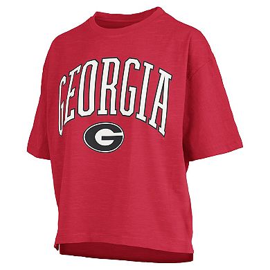Women's Pressbox Red Georgia Bulldogs Nelson Arch Over Logo Waist Length Oversized Slub T-Shirt