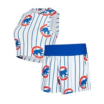 Women's Concepts Sport White Chicago Cubs Pinstripe Record Tank & Short Set