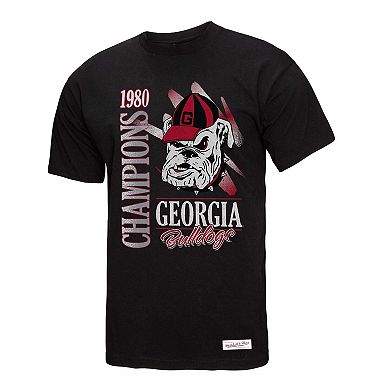 Men's Mitchell & Ness Black Georgia Bulldogs Retro Brush Mineral Wash T-Shirt