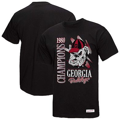 Men's Mitchell & Ness Black Georgia Bulldogs Retro Brush Mineral Wash T-Shirt