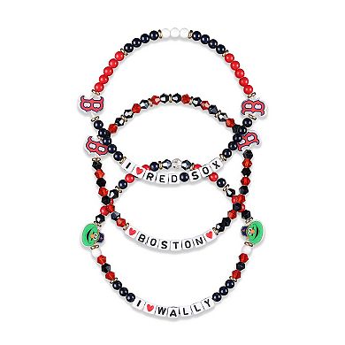 FOCO Boston Red Sox 3-Pack Friendship Bracelet Set