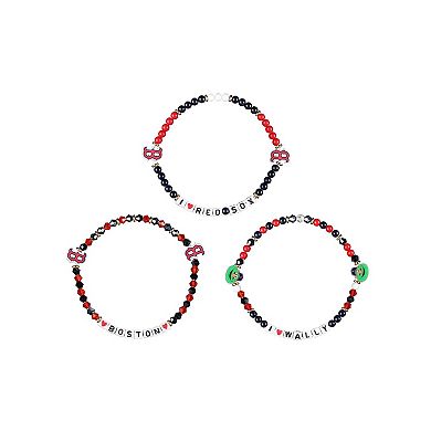 FOCO Boston Red Sox 3-Pack Friendship Bracelet Set