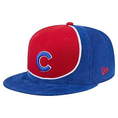 Men's New Era Royal/Red Chicago Cubs Retro Split Corduroy Snapback Hat