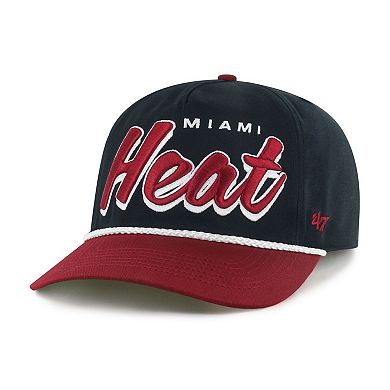Men's '47 Black/Red Miami Heat Dropshadow Rope Hitch Adjustable Hat