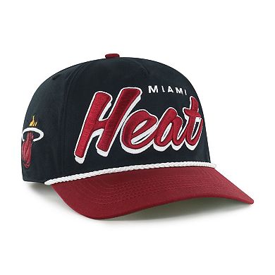 Men's '47 Black/Red Miami Heat Dropshadow Rope Hitch Adjustable Hat