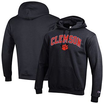 Men's Champion Black Clemson Tigers Arched Logo Fleece Pullover Hoodie
