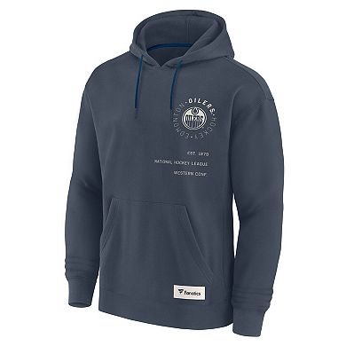Men's Fanatics Navy Edmonton Oilers Future Ground Info Pullover Hoodie