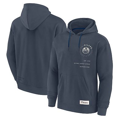 Men's Fanatics Navy Edmonton Oilers Future Ground Info Pullover Hoodie