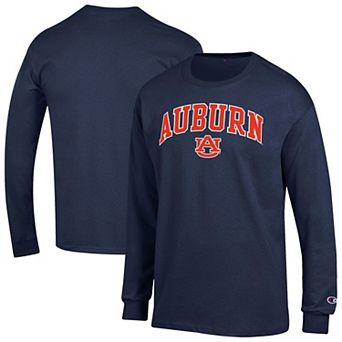 Men's Champion Navy Auburn Tigers Arch Over Logo Long Sleeve T-Shirt