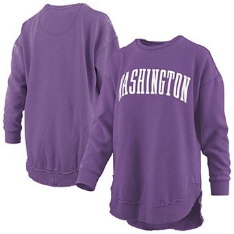 Women's Pressbox Purple Washington Huskies Melange Poncho Vintage Fleece Long Sleeve Pullover Sweatshirt