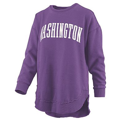 Women's Pressbox Purple Washington Huskies Melange Poncho Vintage Fleece Long Sleeve Pullover Sweatshirt