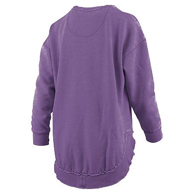 Women's Pressbox Purple Washington Huskies Melange Poncho Vintage Fleece Long Sleeve Pullover Sweatshirt