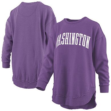 Women's Pressbox Purple Washington Huskies Melange Poncho Vintage Fleece Long Sleeve Pullover Sweatshirt