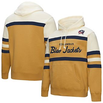 Men's Mitchell & Ness Gold/Cream Columbus Blue Jackets Head Coach Pullover Hoodie