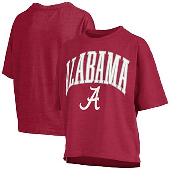 Women's Pressbox Crimson Alabama Crimson Tide Nelson Arch Over Logo Waist Length Oversized Slub T-Shirt
