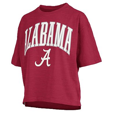 Women's Pressbox Crimson Alabama Crimson Tide Nelson Arch Over Logo Waist Length Oversized Slub T-Shirt
