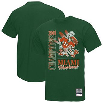 Men's Mitchell & Ness Green Miami Hurricanes Retro Brush Mineral Wash T-Shirt