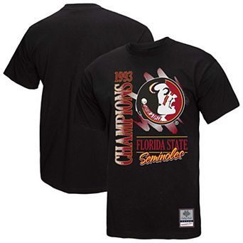 Men's Mitchell & Ness Black Florida State Seminoles Retro Brush Mineral Wash T-Shirt