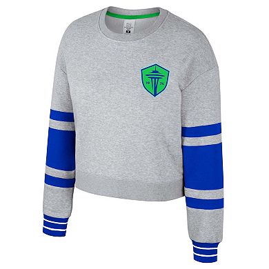 Women's Stadium Essentials Heather Gray Seattle Sounders FC Scrimmage Cropped Pullover Sweatshirt
