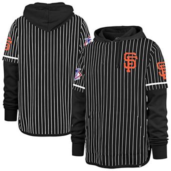 Men's '47 Black San Francisco Giants Pinstripe Double Header Pullover Hoodie