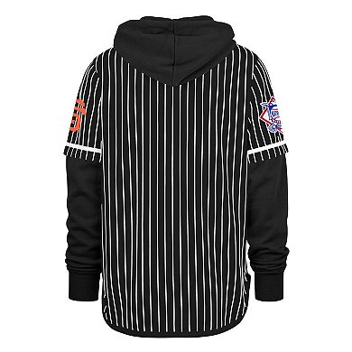Men's '47 Black San Francisco Giants Pinstripe Double Header Pullover Hoodie