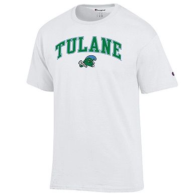 Men's Champion White Tulane Green Wave Arch Over Logo T-Shirt