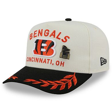 Men's New Era Cream/Black Cincinnati Bengals 2025 NFL Draft A-Frame 59FIFTY Fitted Hat