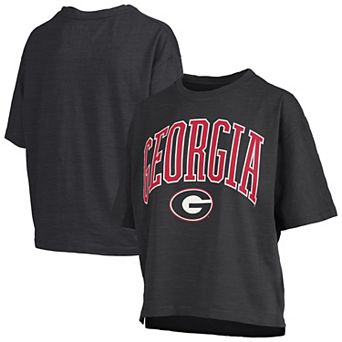 Women's Pressbox Black Georgia Bulldogs Nelson Arch Over Logo Waist Length Oversized Slub T-Shirt