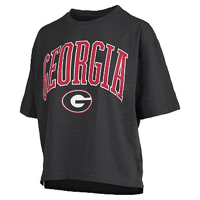 Women's Pressbox Black Georgia Bulldogs Nelson Arch Over Logo Waist Length Oversized Slub T-Shirt