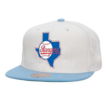 Men's Mitchell & Ness White Texas Rangers Cooperstown Collection Basic Flip Snapback Hat