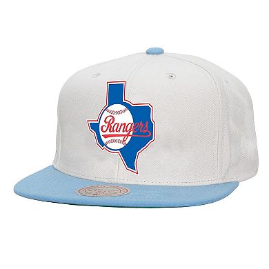 Men's Mitchell & Ness White Texas Rangers Cooperstown Collection Basic Flip Snapback Hat