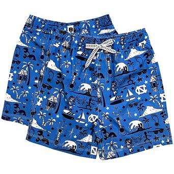 Youth Wes & Willy Carolina Blue North Carolina Tar Heels Luau Swim Trunks