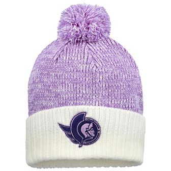 Men's Fanatics Lavender/White Ottawa Senators Hockey Fights Cancer Cuffed Knit Hat with Pom