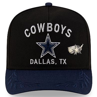 Men's New Era Black/Navy Dallas Cowboys 2025 NFL Draft On Stage A-Frame 59FIFTY Fitted Hat