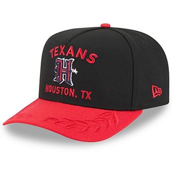 Men's New Era Black/Red Houston Texans 2025 NFL Draft A-Frame 9FIFTY Snapback Hat