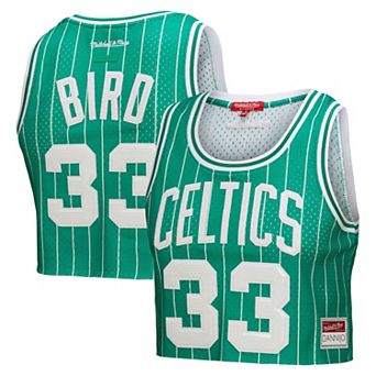 Women's Mitchell & Ness x DANNIJO Larry Bird Kelly Green Boston Celtics Fashion Cropped Basketball Jersey