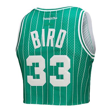 Women's Mitchell & Ness x DANNIJO Larry Bird Kelly Green Boston Celtics Fashion Cropped Basketball Jersey