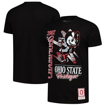 Men's Mitchell & Ness Black Ohio State Buckeyes Retro Brush Mineral Wash T-Shirt