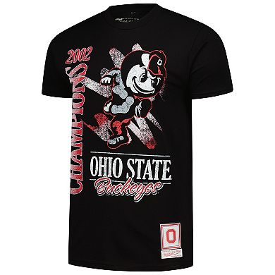 Men's Mitchell & Ness Black Ohio State Buckeyes Retro Brush Mineral Wash T-Shirt