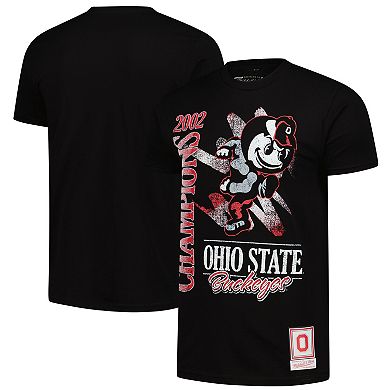 Men's Mitchell & Ness Black Ohio State Buckeyes Retro Brush Mineral Wash T-Shirt