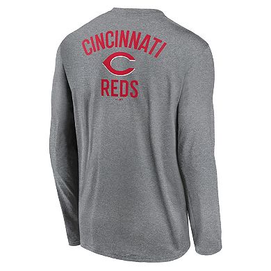 Men's Nike Heather Charcoal Cincinnati Reds 2-Hit Legend Performance Long Sleeve T-Shirt