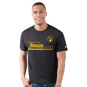 Men's Starter Heather Black Milwaukee Brewers Prime Time Team T-Shirt