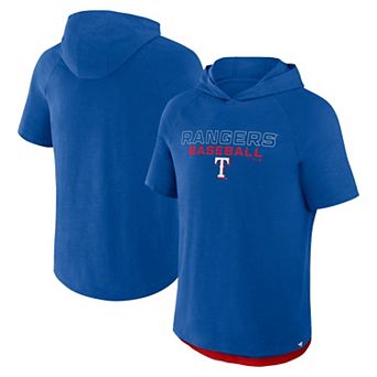 Men's Fanatics Royal Texas Rangers Clubhouse Optimal Play Raglan Short Sleeve Pullover Hoodie