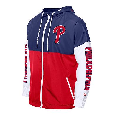 Men's New Era Red/Royal Philadelphia Phillies Color Block Full-Zip Hoodie Windbreaker